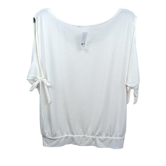 New York & Co Blouse Short-Sleeve Cold Shoulder Tie Knot Women's XXL Shirt - Picture 4 of 11